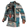 thumbnail image 4 of Blusa y camisa de manga larga con cuello vuelto para hombre, informal, con botones, manga larga, estampado vintage 3D, 4 of 6