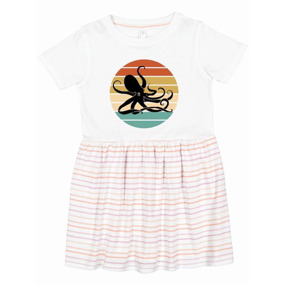 Inktastic Octopus Vintage Sunset Girls Toddler Dress