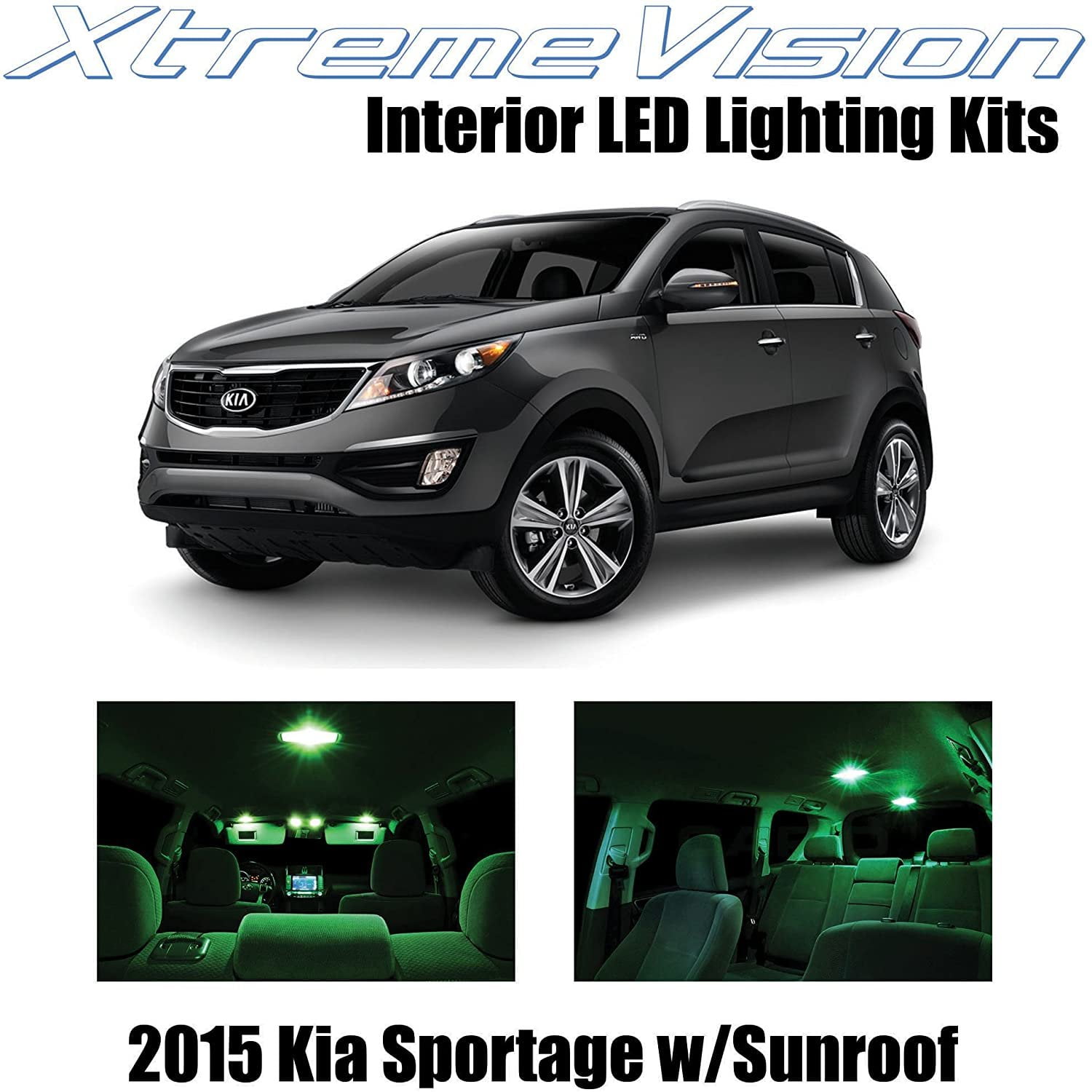 Administración Dejar abajo flor XtremeVision Interior LED for Kia Sportage w/Panoramic Sunroof 2015 8 pcs  Green Interior LED Kit + Installation Tool - Walmart.com