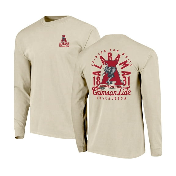 Men's Natural Alabama Crimson Tide Comfort Colors Mascot Overlay Long Sleeve T-Shirt