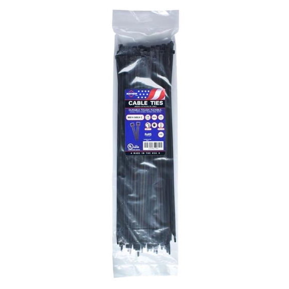 Mayhew Steel MYMB14-50BLK-C 14 in. UV Cable Ties, Black - 50 lbs - 100 per Bag