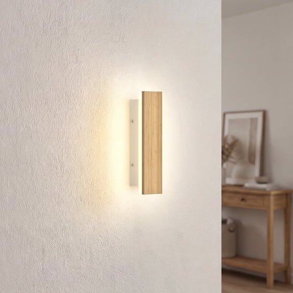 AIDAPLAY Modern Bamboo LED Wall Sconce, Indoor Rectangular Light 7W 3000K Warm White Acrylic Lamp for Living Room Corridor and Studio 7.9 inch