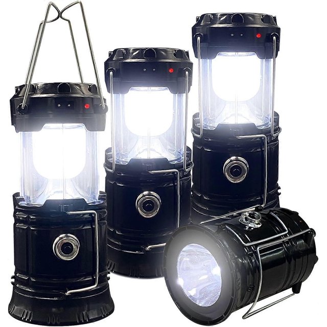 Foldable Portable LED Camping Light XTAUTO Lightweight Waterproof Solar USB Rechargeable LED Flashlight Survival Kit for Indoor Outdoor Home Emergency
