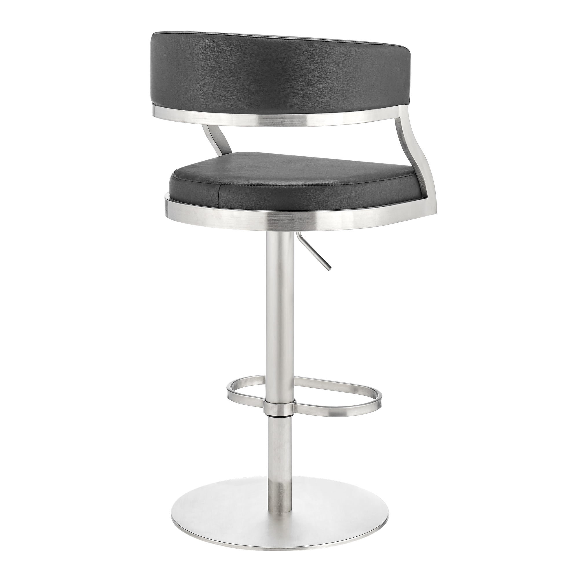 Callie Modern Retro Swivel Metal Adjustable Height Barstool With Faux Leather Seat