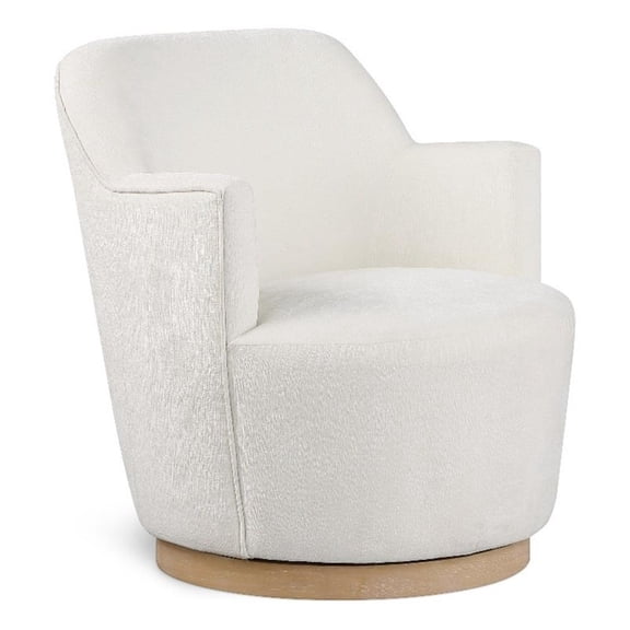 Meridian Furniture Clarita Cream Chenille Fabric Swivel Accent Chair