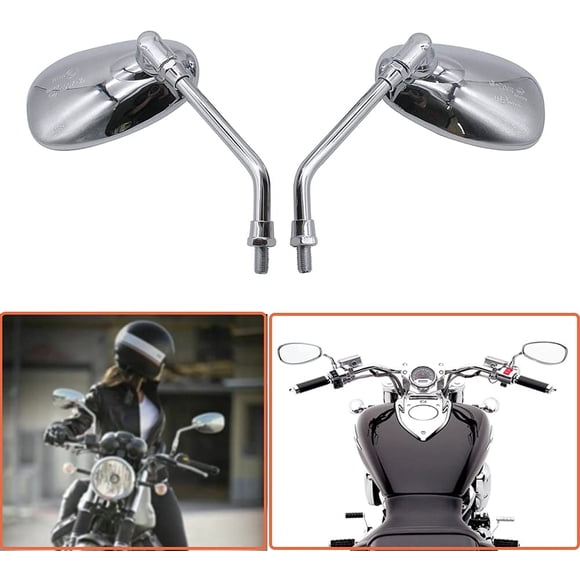 Chrome Motorcycle Rear View Side Mirrors 10mm for Honda Sports Bike Suzuki Cruiser Scooter