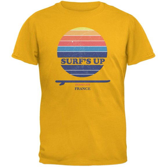 Surf's Up Hossegor Beach Gold Adult T-Shirt - X-Large