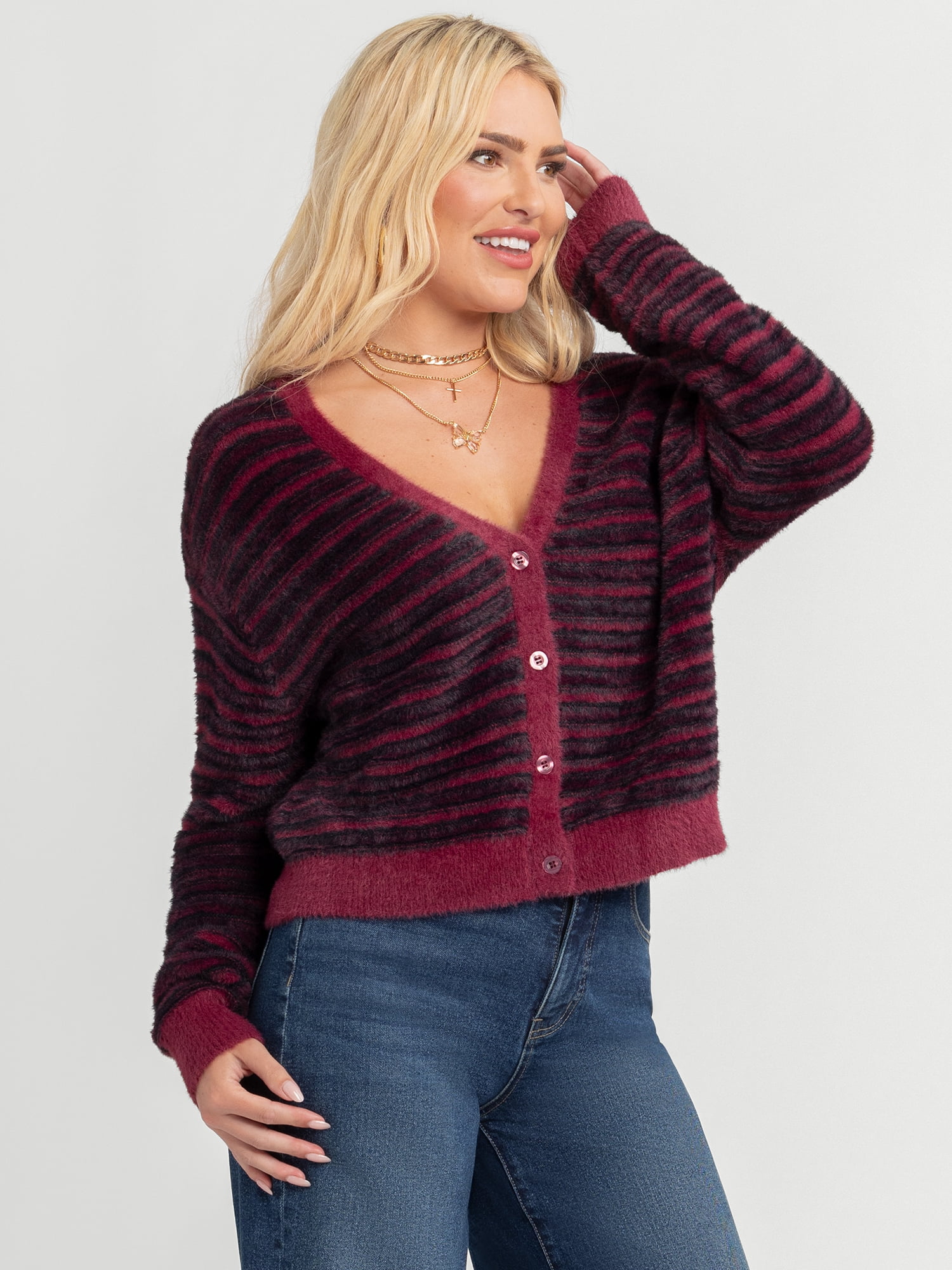 Jessica Simpson Women's Dionne Eyelash Cardigan Sweater, Midweight