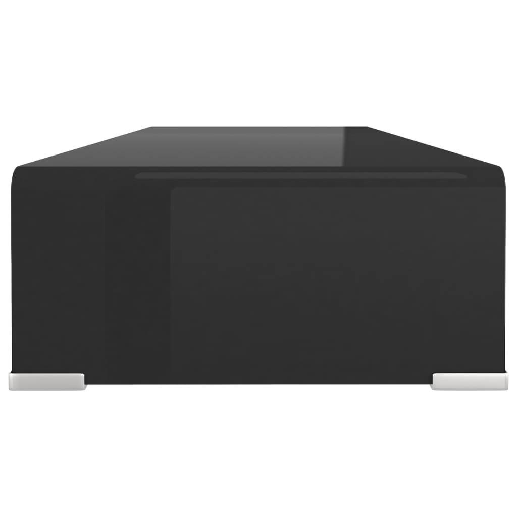 Kepooman Modern Rectangle Glass Computer LCD Desktop Shelf for Bedroom, 31.5" x 11.8" x 5.1", Black Kepooman Modern Rectangle Glass Computer LCD Desktop Shelf for Bedroom, 31.5" x 11.8" x 5.1", Black