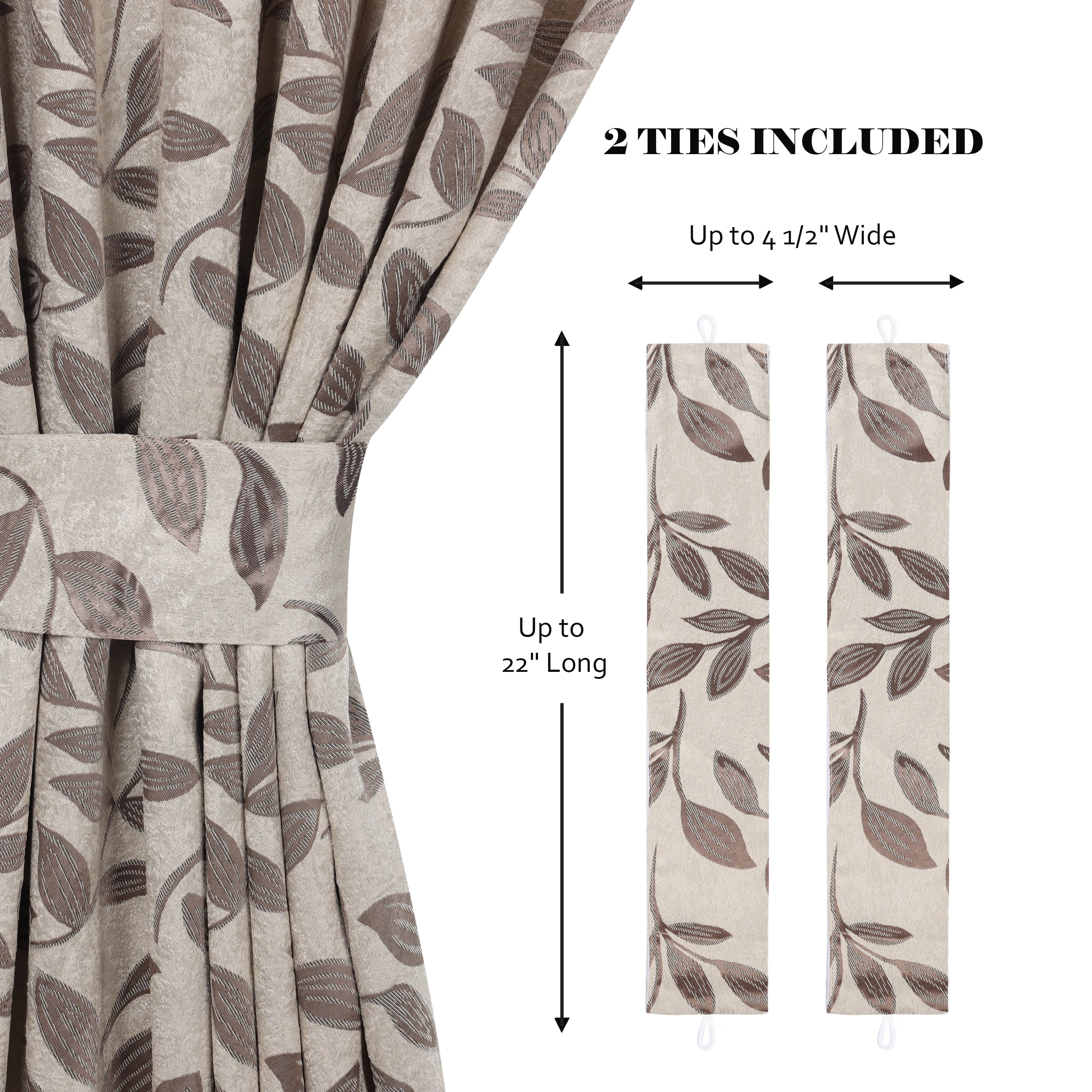 Superior Blackout Leaves Curtains Set of 2, Light Filtering Grommet Curtain Panel Set, Espresso, 46"W x 63"L