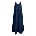 thumbnail image 4 of EliteGoogv Womens Maxi Dresses U Neck Sleeveless Backless Dresses For Women Pleated Side Pocket Summer Dresses Beach Vacation Wedding Guest Dresses Navy, 4 of 5