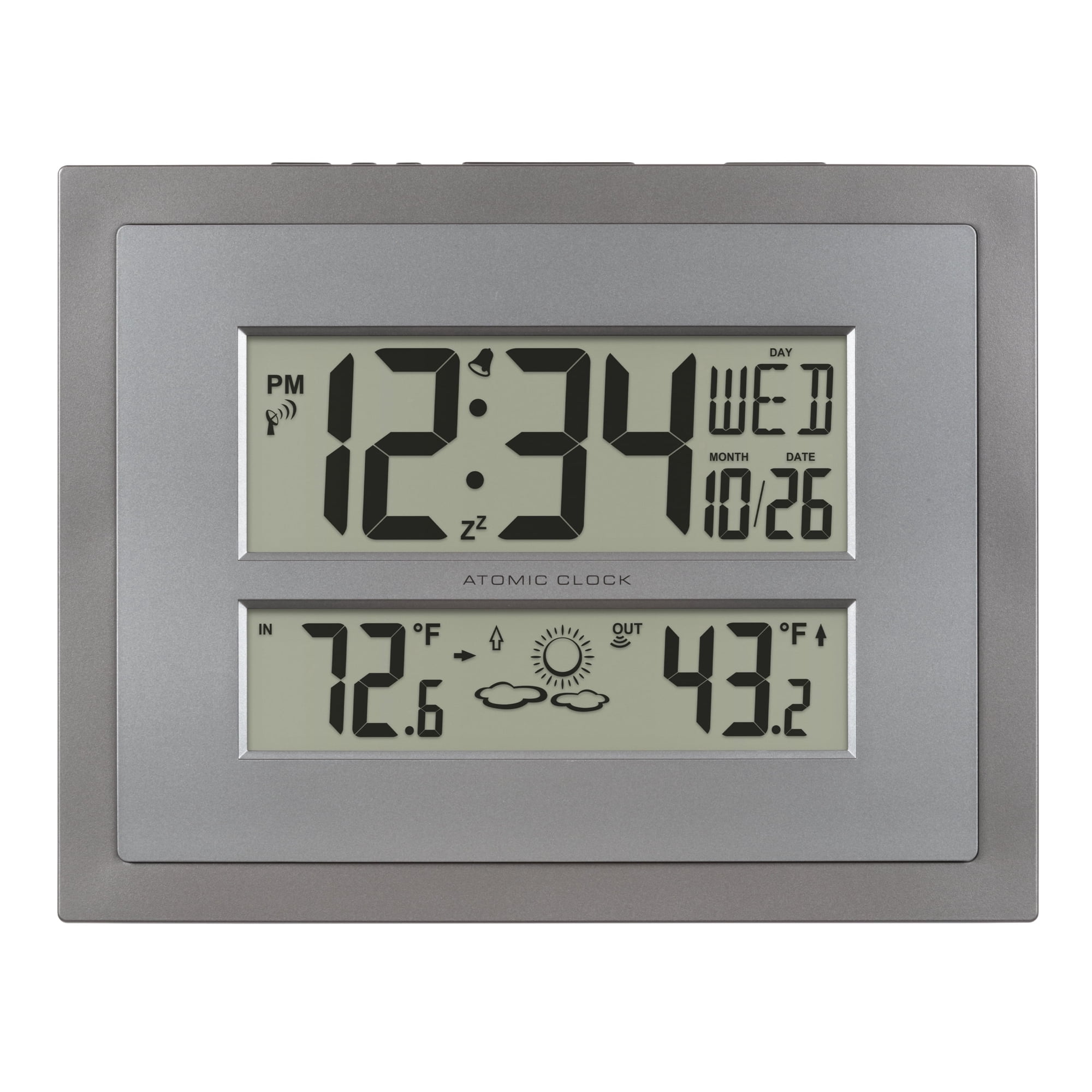 La Crosse Technology Atomic Digital Gray & Silver Contemporary Clock 512-85937-Int