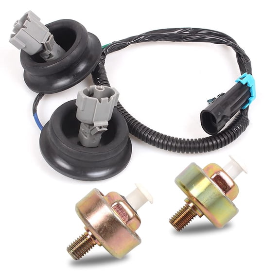 Knock Sensors with Wiring Harness Kit, LS Knock Sensor Kit Compatible with Chevy Silverado Tahoe Suburban Avalanche, GMC Sierra Yukon, Cadillac, 5.3 Knock Sensor Replace# 12589867 12601822