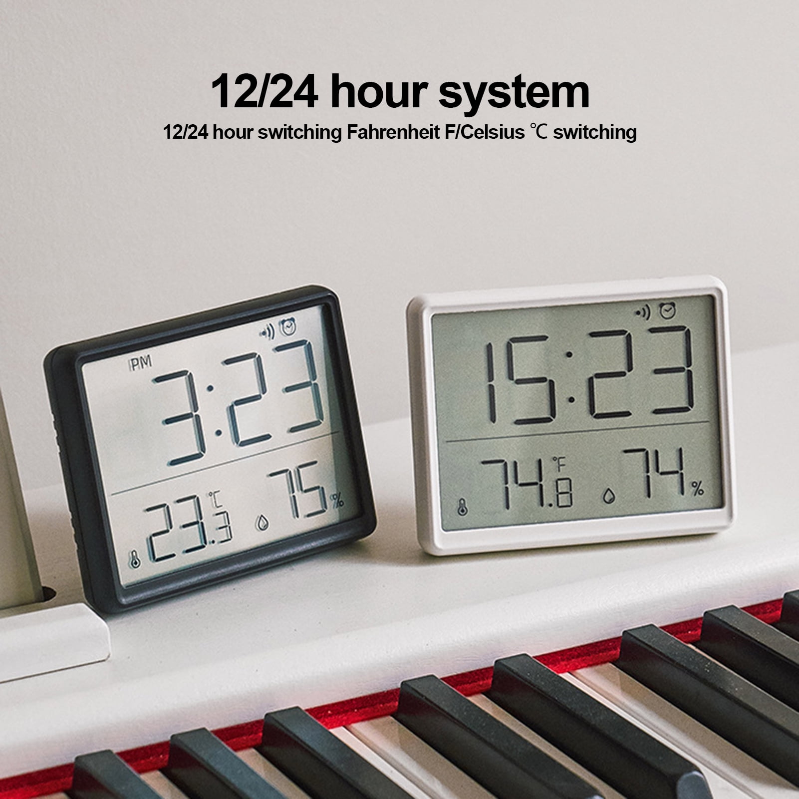 buateil Electronic Clock Temperature And Humidity Large Screen