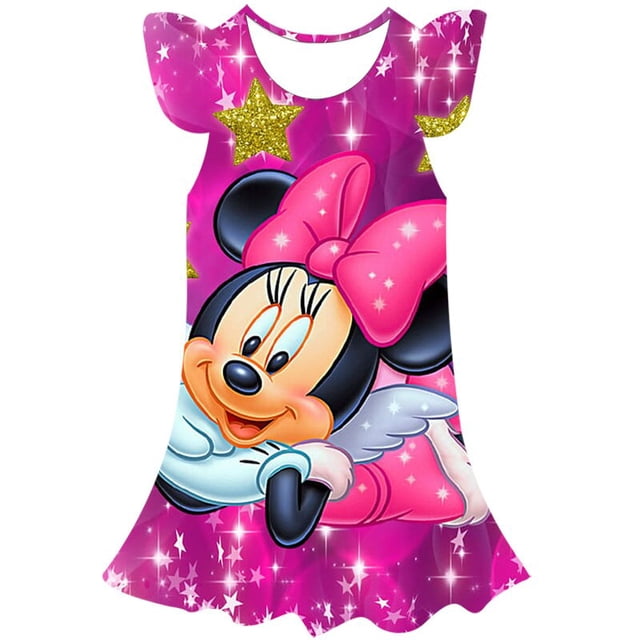 Vestido de Mickey a la moda de Disney para niñas, vestidos bonitos de Minnie Mouse de dibujos animados, ropa de princesa, ropa de fiesta para niños de 1 a 10 años 3T Gao Jinjia LED
