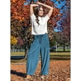 thumbnail image 6 of Women'S Corduroy Pants Baggy Wide Leg Pants Casual Elastic Waisted Palazzo Harem Pants with Pockets Blue XXL, 6 of 8