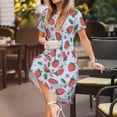 thumbnail image 3 of Fotbe Strawberries Pattern Dress Casual Womens Fashion Short Sleeve Maxi Dress T Shirt Dress Striped Long Color Block Maxi Dress, 3 of 6