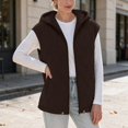 thumbnail image 5 of Cmfcve Womens Plus Size Winter Hooded Quilted Faux Suede Vest Full Zip Sleeveless Jacket Casual Warm Padded Outerwear, 5 of 8
