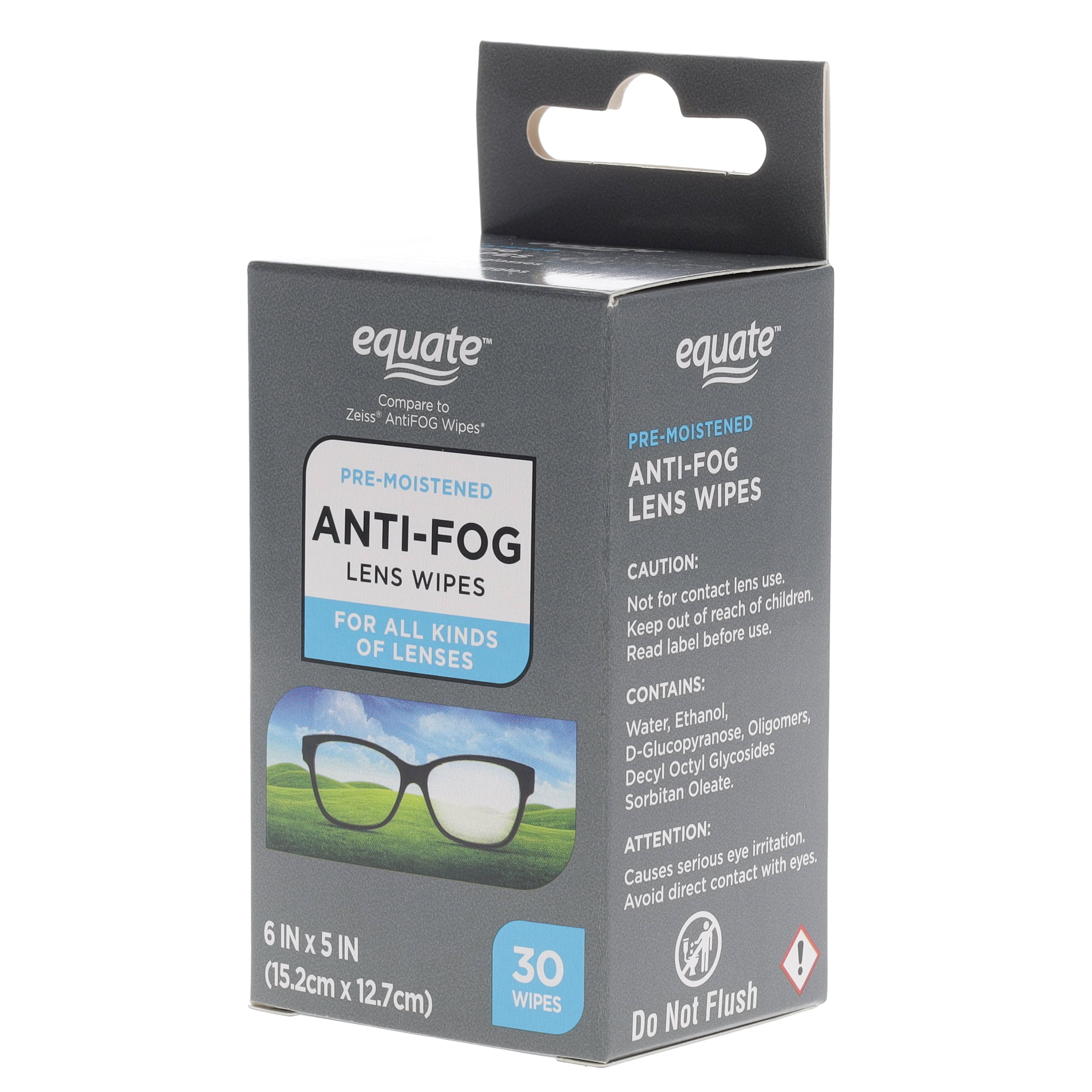 Equate Anti-Fog Pre-Moistened Lens Cleaning Wipes, 30 Count