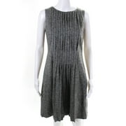 Angle View: Pre-owned|Tory Burch Womens Side Zip Sleeveless Pleated Mini Shift Dress Gray Wool Size 8