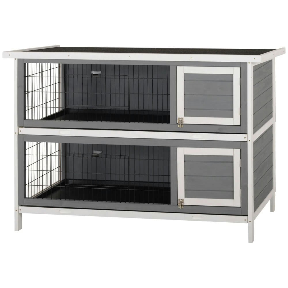 Topcobe 54" 2-Story Large Rabbit Hutch Bunny Cage Wooden Pet House with Lockable Doors, No Leak Tray and waterproof Roof for Outdoor/Indoor, Outdoor Pet Shelter, Small Animal Habitat