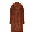 thumbnail image 7 of Kixjoy Fur Coats for Women Oversized Plush Open Front Coats Long Sleeve Plain Lapel Jacket Casual Warm Winter Outfits for Women, Light Brown S, 7 of 7