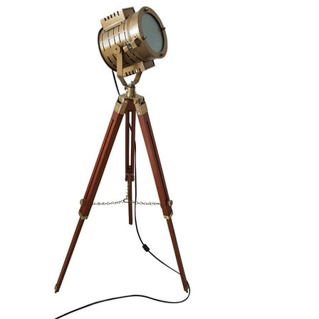 collectiblesBuy Tripod Floor Lamp Theater Spotlight Studio Lighting Home Decor Vintage Brass Antique Searchlight with Stand LED Wooden