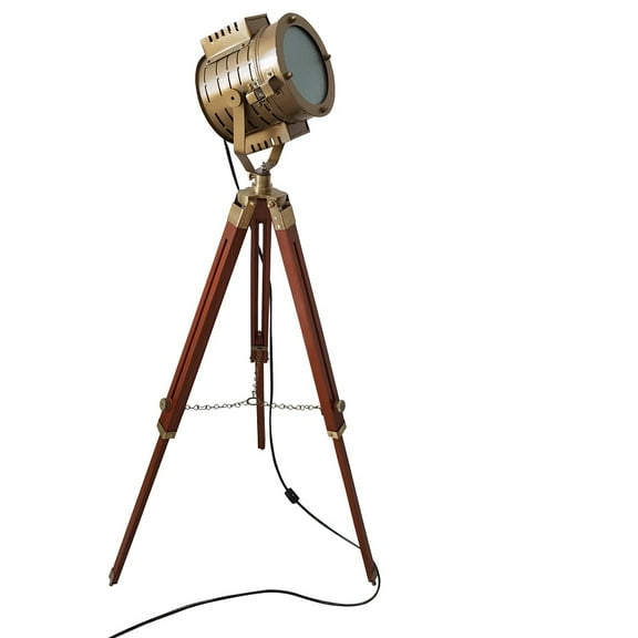 collectiblesBuy Tripod Floor Lamp Theater Spotlight Studio Lighting Home Decor Vintage Brass Antique Searchlight with Stand LED Wooden