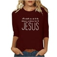 thumbnail image 2 of Vetsdori Womens Tops Three Quarter Sleeve Graphic Pullover Dressy Trendy,Summer Tunic Crewneck Blouses for Junior Fashion, 2 of 5