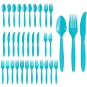 Party City Disposable Lunch Napkin, 32 Count (Caribbean Blue) - 2-Ply, 5" x 5" - Go Brightly Heavy Duty Classic Lunch Napkins for Parties - Premium Party Supplies Cutlery