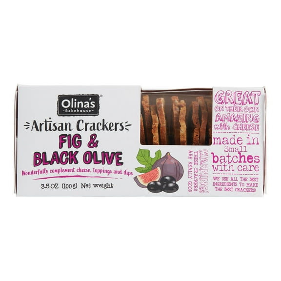 Olina's Fig & Black Olive Artisan Crackers 3.5 oz. Pack of 3