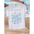 thumbnail image 4 of Casual Round Neck Short Sleeve Ocean Animal Print Oversized T-Shirt For Women, Suitable For Summer, 4 of 5
