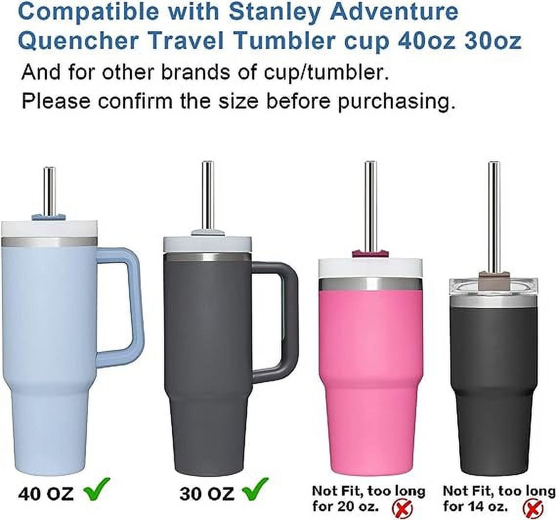 Bluwing Metal Straw with Silicone Tip for 40oz Stanley Cup, 2 Pcs Stainless  Steel Straws Replacement for Stanley 40 oz 30 oz Adventure Quencher Travel