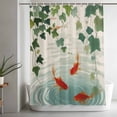 thumbnail image 5 of Japanese Carp Fish Extra Long Shower Curtain Set, Waterproof Shower Curtains for Bathroom, Oriental Art Vintage Leaves Vines Koi Fish Washable Fabric Bath Curtain for Bathtub with Hooks 72x96 Inches, 5 of 9