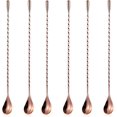 thumbnail image 1 of 6 uds. Cuchara mezcladora de barra de 12 pulgadas cuchara de cóctel barra de acero inoxidable cuchara larga con patrón en espiral oro rosa, 1 of 2