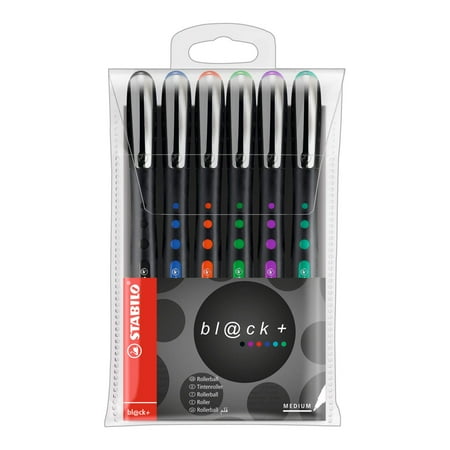 STABILO Pointball Ballpoint Pens - Pack Of 4 (Blue, Black, Red, Green), Recycled Plastic, Medium Point