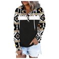 thumbnail image 2 of Puntoco Sudaderas con capucha para mujer, sudadera con capucha azteca para mujer, suéter con estampado geométrico, manga larga, cuello de tortuga, camiseta con cordón, sudaderas con bolsillo Puntoco Puntoco-7888, 2 of 7