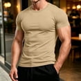 thumbnail image 2 of Mens T Shirts Casual Basic Short Sleeve Crewneck Tops Summer Gym Workout Athletic Lightweight Performance Tees Khaki 2XL, 2 of 7