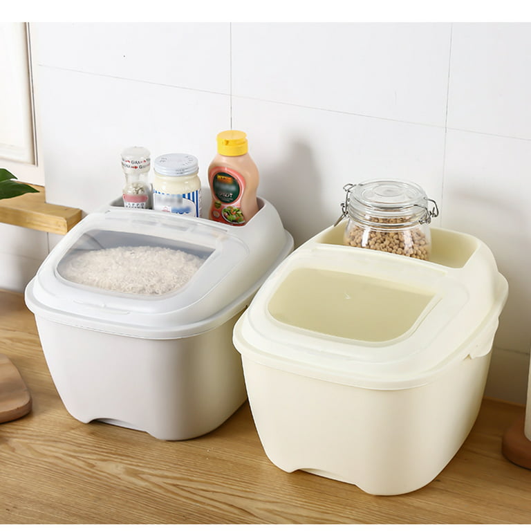 1pc automatic output rice bucket, large capacity grain container, moisture  proof insect proof sealed storage containers, household airtight rice  dispenser, food storage jar, plastic rice storage box, home kitchen  supplies