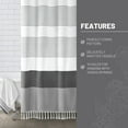 thumbnail image 3 of CAILDANL Boho Sage Green Shower Curtain for Bathroom Stripe Tassel Shower Curtain 72 X 72 Inches Farmhouse Linen, 3 of 6