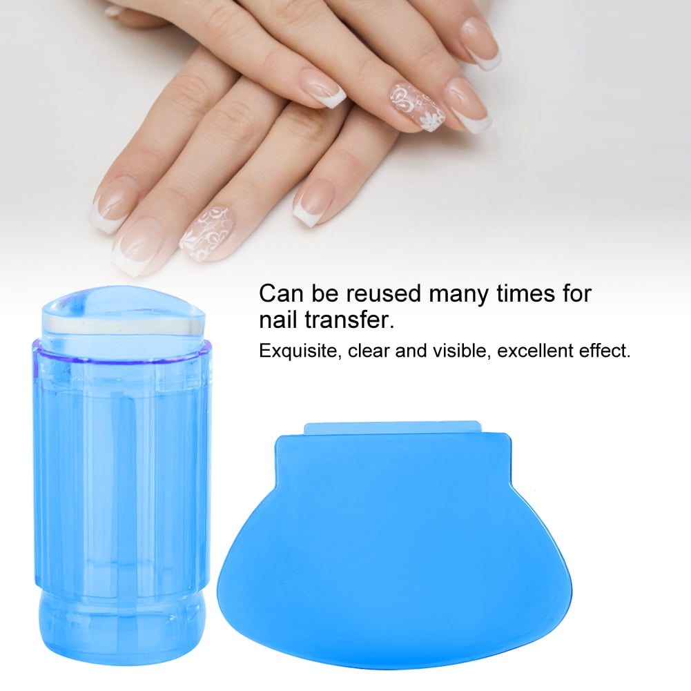 Tebru Transparent Silicone Nail Polish Seal Head Stamper Scraper Nail