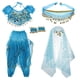 thumbnail image 1 of Conjunto de 5 piezas de disfraz de danza del vientre para niñas, pantalones, estilo carnaval indio. Azul, 1 of 9