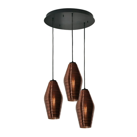 AFX Mila 3 Light Round Pendant Black/Copper Shades N/A