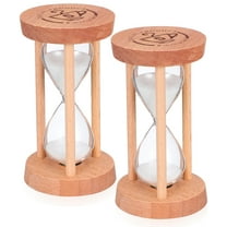 KALLORY 2Pcs White Wood Glass Sand Timer with Cylindrical Shape for Desk Accessory