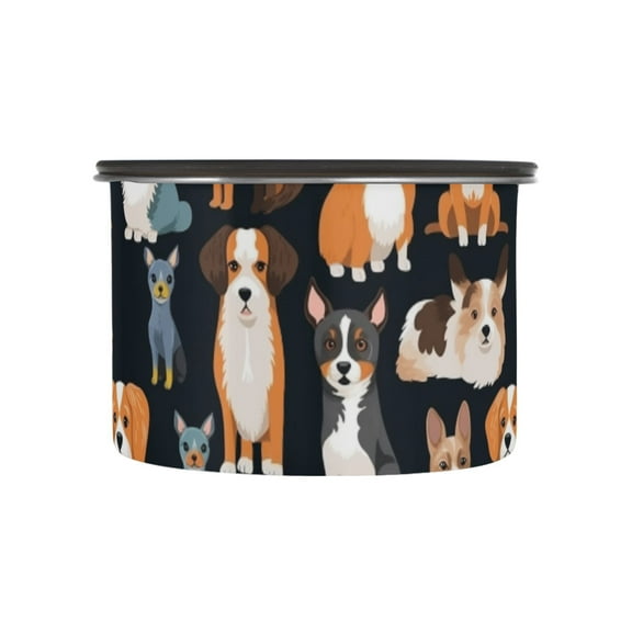 Doodle Dog Prints Puppy Airtight Coffee Bean Canister 500 ml Food Storage Containers with Lids For Gournd, Tea, Sugar, Flour, Rice, Cereal, Candy Cookie Jar