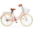thumbnail image 3 of 26 inch Commuter Bicycle for Adult Men and Women, Comfortable City Bikes with Rear Rack and Basket, Pink, 3 of 7