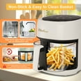 thumbnail image 6 of Bluebow 5 Quart Air Fryer with 360° Viewing Glass Pot, 8-in-1 Digital Touchscreen, Nonstick & Dishwasher Safe Basket, Less Oil, 1350W (White), 6 of 9