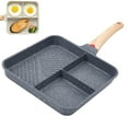 thumbnail image 2 of Divided Saute Pan Nonstick Egg Frying Pan for Pancakes and Sausage Omelet Pan for Versatile Indoor Cooking and Outdoor Grilling, 2 of 7