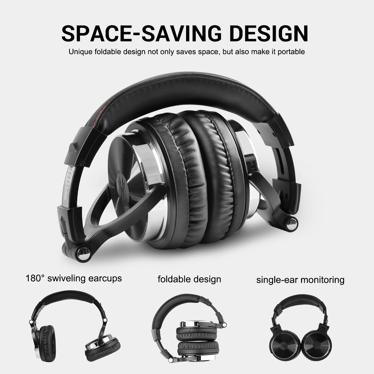 OneOdio Wired over-Ear Headphones - Studio DJ Headphones with Mic 50mm Driver & Dual Ports for Recording Monitoring Guitar Computer-Black