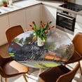 thumbnail image 3 of Steam Train Fitted Tablecloth with Elastic Edged, Round Table Cloth for Dining Table, Railroad Country Barn Rustic Trees Farmhouse Waterproof Oil Proof Table Cover for Indoor Outdoor 36"-44", 3 of 8
